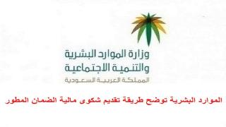 الموارد البشرية توضح طريقة تقديم شكوى مالية الضمان المطور