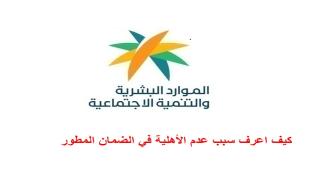 كيف اعرف سبب عدم الأهلية في الضمان المطور