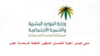 متى تصدر اهلية الضمان المطور الدفعة السادسة عشر